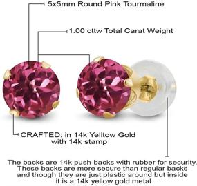 img 1 attached to 💎 Exquisite Gem Stone King 14K Yellow Gold Pink Tourmaline Stud Earrings - Stunning 1.00 Cttw Round 5MM Gemstone