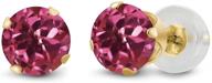 💎 exquisite gem stone king 14k yellow gold pink tourmaline stud earrings - stunning 1.00 cttw round 5mm gemstone logo