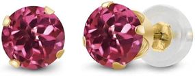 img 4 attached to 💎 Exquisite Gem Stone King 14K Yellow Gold Pink Tourmaline Stud Earrings - Stunning 1.00 Cttw Round 5MM Gemstone