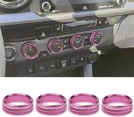 kujunpao for toyota tacoma air conditioner switch trim cover auto switch cd button knob cover decor trim compatible with toyota tacoma 2016-2020(pink) logo