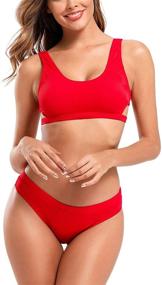 img 4 attached to SHEKINI Womens Cutout Swimsuits Ribbed Women's Clothing for Swimsuits & Cover Ups