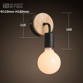 img 3 attached to 🔦 Vintage LED Wall Lamps by INJUICY - Minimalist E27 Wall Sconces with Wooden & Metal Base for Living Rooms, Bedrooms, and Bedside (Black)