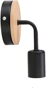 img 4 attached to 🔦 Vintage LED Wall Lamps by INJUICY - Minimalist E27 Wall Sconces with Wooden & Metal Base for Living Rooms, Bedrooms, and Bedside (Black)