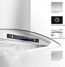 img 1 attached to 🔥 IKTCH 30-inch Wall Mount Range Hood with Tempered Glass, 900 CFM Stainless Steel Kitchen Chimney Vent, Gesture Sensing & Touch Control Switch Panel, Adjustable Lights - IKP03-30