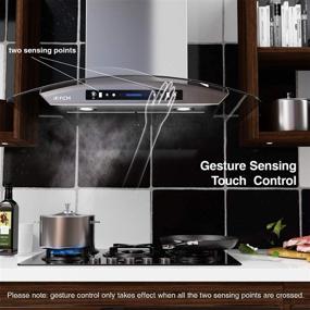 img 2 attached to 🔥 IKTCH 30-inch Wall Mount Range Hood with Tempered Glass, 900 CFM Stainless Steel Kitchen Chimney Vent, Gesture Sensing & Touch Control Switch Panel, Adjustable Lights - IKP03-30