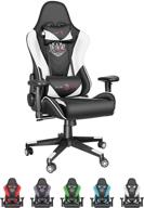 💺 dvenger video game chairs - stylish white leather reclining office chair with lumbar support and headrest - perfect for gamers and professionals! логотип