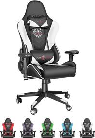 img 4 attached to 💺 Dvenger Video Game Chairs - Stylish White Leather Reclining Office Chair with Lumbar Support and Headrest - Perfect for Gamers and Professionals!