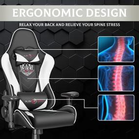 img 1 attached to 💺 Dvenger Video Game Chairs - Stylish White Leather Reclining Office Chair with Lumbar Support and Headrest - Perfect for Gamers and Professionals!