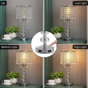 img 1 attached to 💡 3-Way Touch Control Crystal Table Bedside Lamp with Dimmable Function and Included Bulb - Acaxin Small Nightstand Lamp with 2 USB Charging Ports, Perfect Decorative Tabletop Lamp for Bedroom, Living Room, and Guest Room