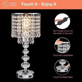 img 2 attached to 💡 3-Way Touch Control Crystal Table Bedside Lamp with Dimmable Function and Included Bulb - Acaxin Small Nightstand Lamp with 2 USB Charging Ports, Perfect Decorative Tabletop Lamp for Bedroom, Living Room, and Guest Room