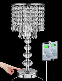 img 4 attached to 💡 3-Way Touch Control Crystal Table Bedside Lamp with Dimmable Function and Included Bulb - Acaxin Small Nightstand Lamp with 2 USB Charging Ports, Perfect Decorative Tabletop Lamp for Bedroom, Living Room, and Guest Room