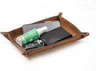 handcrafted leather valet tray for men | usa-made edc dump tray | ideal for keys, phone, wallet | versatile catch-all key tray logo