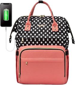 img 4 attached to Polka-Pink Laptop Backpack for Women: 🎒 Stylish Work Bag, Teacher & College Bookbag