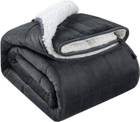 img 4 attached to 🛌 HBlife Sherpa Fleece Weighted Blanket for Adults - Oeko-Tex Certified, 20 lbs, Thick Fuzzy Bed Blanket, Heavy Reversible Soft Fluffy Plush Blanket with Premium Glass Beads, Size: 60X80 Inches, Color: Dark Grey