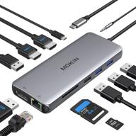 💻 ultimate usb c docking station: dual monitor hdmi adapter, dual hdmi/dp, 4 usb, ethernet, pd, sd/tf & audio port - compatible with hp/dell/lenovo/surface laptop logo