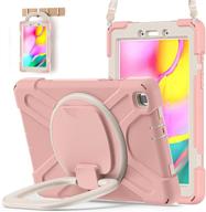 📱 batyue samsung galaxy tab a 8.0 case 2019: shockproof drop protection cover with pencil holder, swivel stand & shoulder strap - rose gold logo