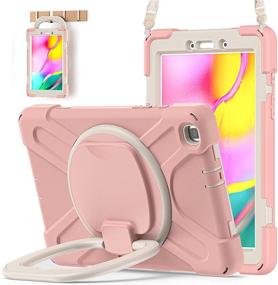 img 4 attached to 📱 BATYUE Samsung Galaxy Tab A 8.0 Case 2019: Shockproof Drop Protection Cover with Pencil Holder, Swivel Stand & Shoulder Strap - Rose Gold