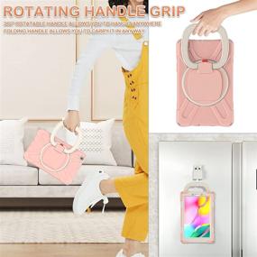 img 1 attached to 📱 BATYUE Samsung Galaxy Tab A 8.0 Case 2019: Shockproof Drop Protection Cover with Pencil Holder, Swivel Stand & Shoulder Strap - Rose Gold