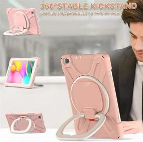 img 2 attached to 📱 BATYUE Samsung Galaxy Tab A 8.0 Case 2019: Shockproof Drop Protection Cover with Pencil Holder, Swivel Stand & Shoulder Strap - Rose Gold