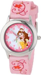 img 4 attached to 👑 Belle Glitz Stainless Steel Printed Strap Watch for Kids by Disney