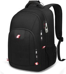 img 4 attached to 🎒 Стильный рюкзак для ноутбука с портом для зарядки USB для мужчин и женщин - водонепроницаемый колледж-школьный рюкзак подходит для ноутбука 15 дюймов - защита от краж и долговечность - черный