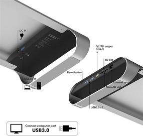 img 2 attached to 💻 Enhanced MONITORMATE ProBASE X: USB 3.0 Aluminum Monitor Stand with 18W Fast-Charging & Versatile Connectivity (Compatible with iPhone 8/X/11/12/12 Pro), Ethernet, USB3.0 Hub, SD/MicroSD Card Reader (Silver)