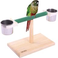 🐦 enhance bird's playtime with qbleev bird play stands and feeder cups: versatile wood perch shelf and training playground for small cockatiels, conures, parakeets, finch логотип
