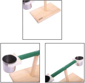img 2 attached to 🐦 Enhance Bird's Playtime with QBLEEV Bird Play Stands and Feeder Cups: Versatile Wood Perch Shelf and Training Playground for Small Cockatiels, Conures, Parakeets, Finch