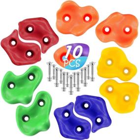 img 4 attached to 🧗 LEMOONE 10Pcs Rock Climbing Holds for Kids - Set of Climbing Rock Wall Grips with 20PCS Mounting Hardware - Ideal for Indoor and Outdoor Play Set