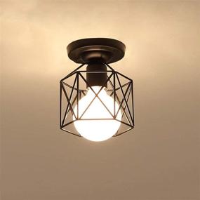 img 1 attached to 🔦 Retro Black Industrial Ceiling Light Fixture - ZHMA Semi Flush Mount 2 Pack for Kitchen, Hallway, Porch, Stairway & Bedroom Farmhouse Lighting