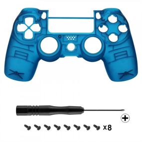 img 2 attached to eXtremeRate Soft Touch Replacement Kit - Foggy Clear Blue Faceplate Cover, Front Housing Shell Case for PS4 Slim Pro Controller JDM-040 JDM-050 JDM-055 - Controller NOT Included