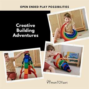 img 1 attached to 🌈 Colorful Montoysori Wooden Rainbow Stacking Toy: A Playful Learning Experience