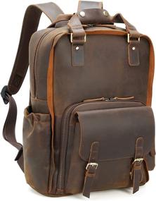 img 4 attached to Authentic Vintage Italian Leather Backpack Rucksack: Timeless Elegance and Craftsmanship