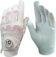 🏌️ finger ten women’s leather golf glove with ball marker for extra grip, 1-pack, left or right hand, pink fits women and girls, sizes s, m, l, xl logo