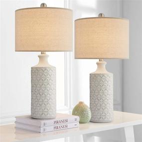 img 1 attached to 🏺 Set of 2 PoKat 24.75’’ Modern Contemporary Ceramic Table Lamps, White Desk Decor for Living Room, Bedroom, Study Room, Office, Farmhouse, End Table, Bedside Nightstand