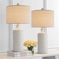 🏺 set of 2 pokat 24.75’’ modern contemporary ceramic table lamps, white desk decor for living room, bedroom, study room, office, farmhouse, end table, bedside nightstand логотип