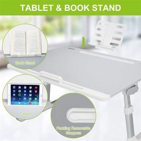 img 1 attached to 📚 NEARPOW XXL Laptop Desk for Bed: Adjustable, Anti-slip, with Book Stand and Drawer - Grey