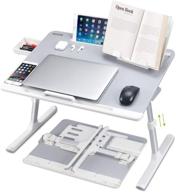 📚 настольный стол nearpow xxl для ноутбука в кровать: регулируемый, противоскользящий, с книжной подставкой и ящиком - серый логотип