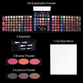 img 2 attached to 🎨 142 Colors Ultimate All-in-One Makeup Kit: Matte Shimmer Eyeshadow Palette for Women + 3 Blushes + 3 Sponge Brushes + 3 Eyebrow Powders - Professional Cosmetics Fashion Case with Full Make Up Set - Eye Shadow Palette Primer Included - Great Gift!