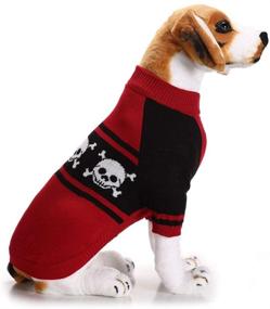 img 1 attached to 🦴 NACOCO Halloween Dog Knitted Sweater - Warm Red Skeleton Costume for Big Dogs: Perfect for Golden Retrievers & Teddys!