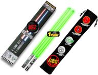 🔦 light-up star wars led lightsaber chopsticks - green, 1 pair - removable handle, dishwasher safe, reusable sushi lightup sabers logo