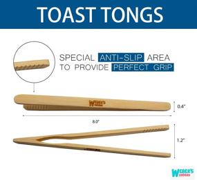 img 2 attached to 🔪 Weber's Wonders Set of 2 Bamboo Toast Tongs - Wooden Toaster Tongs for Cooking & Holding - 8 Inch Long - Ideal Kitchen Utensil for Cheese Bacon Muffin Fruits Bread - Ultra Grip - Eco-Friendly, Reusable