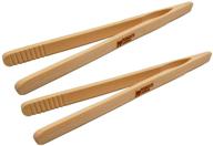 🔪 weber's wonders set of 2 bamboo toast tongs - wooden toaster tongs for cooking & holding - 8 inch long - ideal kitchen utensil for cheese bacon muffin fruits bread - ultra grip - eco-friendly, reusable logo