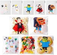 🎃 lively lomimos halloween treat bags: 200pcs of self-adhesive cellophane plastic candy bags for spooky parties & gift giving logo