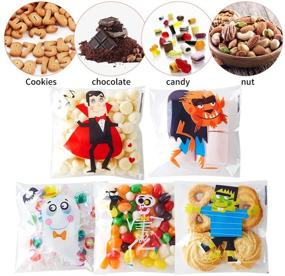 img 2 attached to 🎃 Lively LOMIMOS Halloween Treat Bags: 200PCS of Self-Adhesive Cellophane Plastic Candy Bags for Spooky Parties & Gift Giving