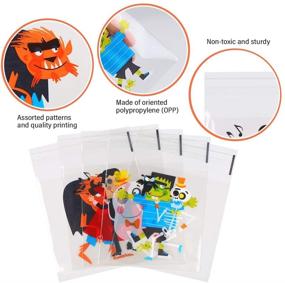 img 1 attached to 🎃 Lively LOMIMOS Halloween Treat Bags: 200PCS of Self-Adhesive Cellophane Plastic Candy Bags for Spooky Parties & Gift Giving