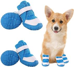 img 4 attached to KOESON Small Dog Shoes - Waterproof Dog Boots with Rubber Non-Slip Outsole | Pet Outdoor Mesh Paw Protector for Doggie | Adjustable Straps Included