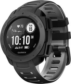 img 4 attached to 🌑 NotoCity Garmin Instinct Band – Премиум силиконовый ремешок в черно-сером цвете для Garmin Instinct/Solar/Tactical