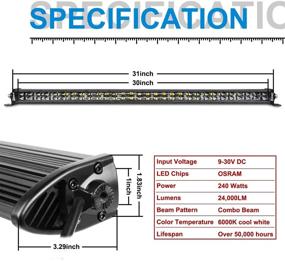 img 3 attached to 🚗 DJI 4X4 30" светодиодная панель - 240W рабочий свет для внедорожных автомобилей с комбинированным лучом Spot Flood - компактный дизайн - непроницаемость IP68 для автомобилей, грузовиков, квадроциклов, мотовездеходов, лодок - гарантия 2 года