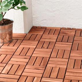 img 1 attached to Hardwood Interlocking Outdoor Waterproof 12Slat Natural